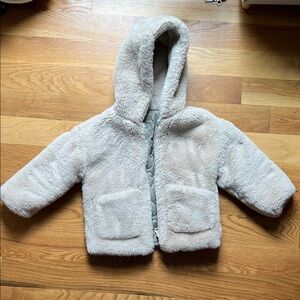 Zara Hooded Faux Shearling Jacket for Kids - Cream